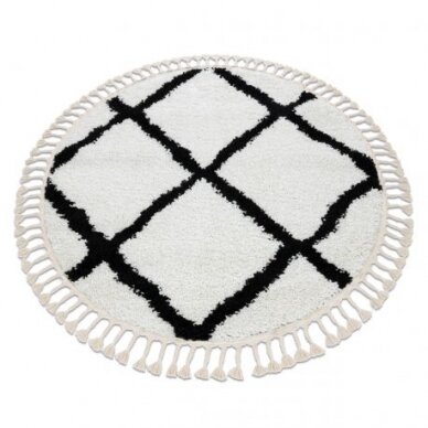 Kilimas BERBER CROSS Apskritas kilimas baltas Kilimas BERBER CROSS Apskritas kilimas baltas