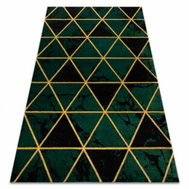 Kilimas EMERALD išskirtinis 1020 glamour, stilingas marmuras, trikampiai žalias / auksas