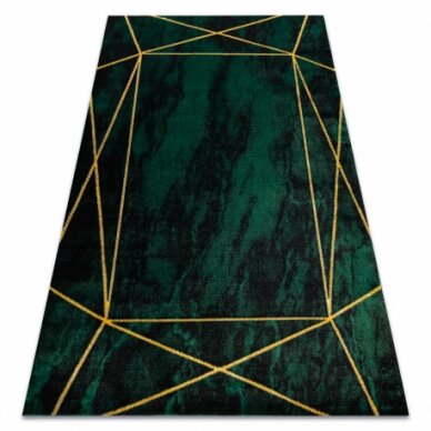 Kilimas EMERALD išskirtinis 1022 glamour, stilingas geometrinis, marmuras žalias / auksas