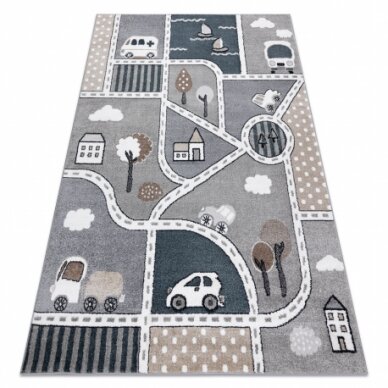 Kilimas FUN Strade vaikams, gatvė, miestas pilka Kilimas FUN Strade vaikams, gatvė, miestas pilka