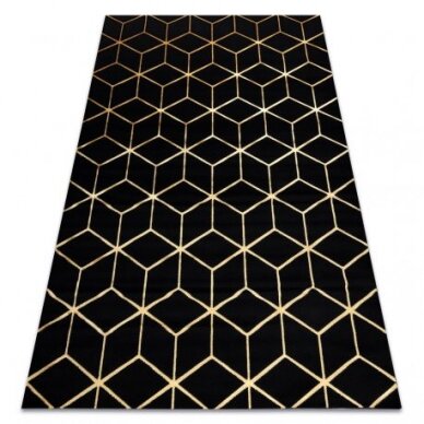 Kilimas GLOSS 3D Šiuolaikinis 409C 86 Kubas, stilingas, glamour, art deco juoda / auksas Kilimas GLOSS 3D Šiuolaikinis 409C 86 Kubas, stilingas, glamour, art deco juoda / auksas