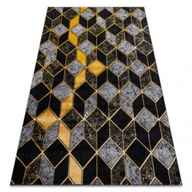 Kilimas GLOSS Šiuolaikinis 400B 86 stilingas, glamour, art deco, 3D geometrinis juoda / auksas Kilimas GLOSS Šiuolaikinis 400B 86 stilingas, glamour, art deco, 3D geometrinis juoda / auksas