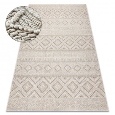 Kilimas JERSEY 19234 smėlio spalvos - Rombai,  BOHO