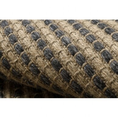 Kilimas JUTE 3652 smėlio spalvos linijos - džiutas, plokščias austas, kutais 3 Kilimas JUTE 3652 smėlio spalvos linijos - džiutas, plokščias austas, kutais 3