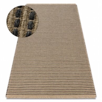 Kilimas JUTE 3652 smėlio spalvos linijos - džiutas, plokščias austas, kutais Kilimas JUTE 3652 smėlio spalvos linijos - džiutas, plokščias austas, kutais