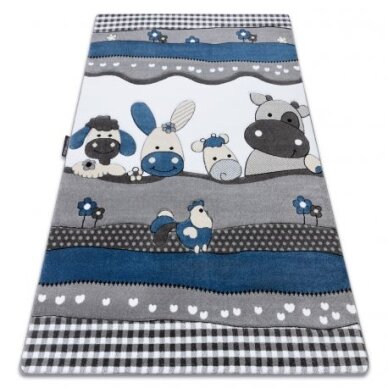Kilimas PETIT FARM ūkis, Gyvūnai mėlyna Kilimas PETIT FARM ūkis, Gyvūnai mėlyna