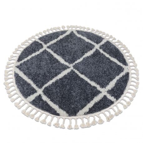 Kilimas BERBER CROSS B5950 Apskritas kilimas pilkas / balti Kilimas BERBER CROSS B5950 Apskritas kilimas pilkas / balti