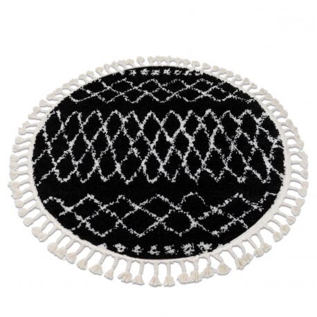 Kilimas BERBER ETHNIC G3802 Apskritas kilimas juodas / balti kutai Kilimas BERBER ETHNIC G3802 Apskritas kilimas juodas / balti kutai