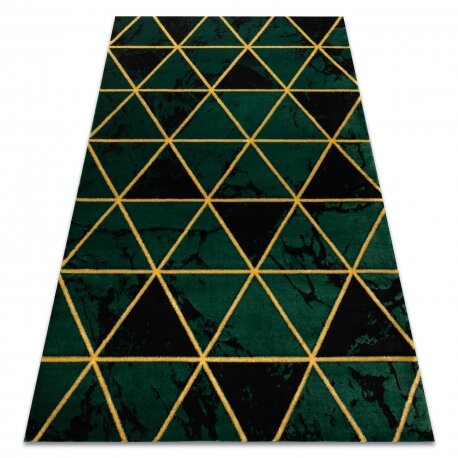 Kilimas EMERALD išskirtinis 1020 glamour, stilingas marmuras, trikampiai žalias / auksas Kilimas EMERALD išskirtinis 1020 glamour, stilingas marmuras, trikampiai žalias / auksas