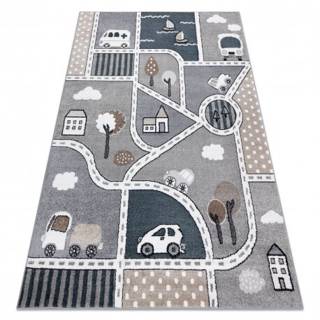 Kilimas FUN Strade vaikams, gatvė, miestas pilka Kilimas FUN Strade vaikams, gatvė, miestas pilka