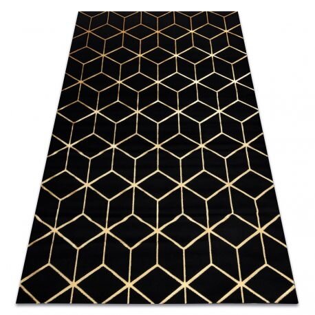 Kilimas GLOSS 3D Šiuolaikinis 409C 86 Kubas, stilingas, glamour, art deco juoda / auksas