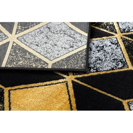 Kilimas GLOSS Šiuolaikinis 400B 86 stilingas, glamour, art deco, 3D geometrinis juoda / auksas 1