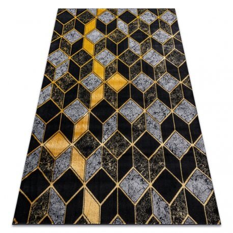 Kilimas GLOSS Šiuolaikinis 400B 86 stilingas, glamour, art deco, 3D geometrinis juoda / auksas Kilimas GLOSS Šiuolaikinis 400B 86 stilingas, glamour, art deco, 3D geometrinis juoda / auksas