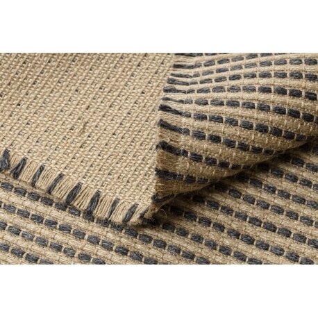 Kilimas JUTE 3652 smėlio spalvos linijos - džiutas, plokščias austas, kutais 2 Kilimas JUTE 3652 smėlio spalvos linijos - džiutas, plokščias austas, kutais 2
