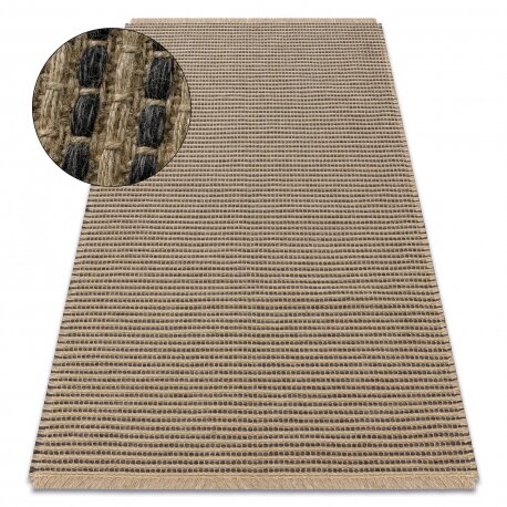 Kilimas JUTE 3652 smėlio spalvos linijos - džiutas, plokščias austas, kutais Kilimas JUTE 3652 smėlio spalvos linijos - džiutas, plokščias austas, kutais