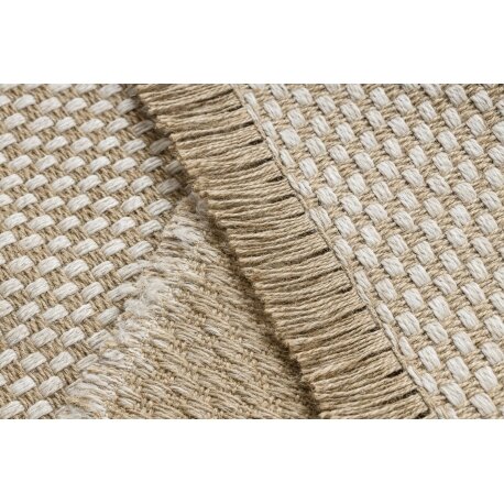 Kilimas JUTE 3731 kreminė / smėlio spalvos - džiutas, plokščias austas, kutais 1 Kilimas JUTE 3731 kreminė / smėlio spalvos - džiutas, plokščias austas, kutais 1