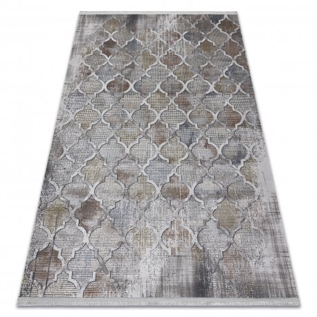 Kilimas LUCE 75 Šiuolaikinis Maroko dobilai, Senovinis - Struktūrinis pilka / garstyčios Kilimas LUCE 75 Šiuolaikinis Maroko dobilai, Senovinis - Struktūrinis pilka / garstyčios