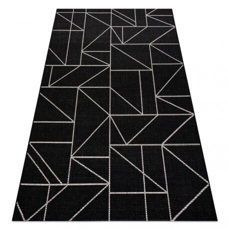 Kilimas sizalio virvelės FLOORLUX 20605 juoda / sidabras TRIKAMPIAI, geometrinis Kilimas sizalio virvelės FLOORLUX 20605 juoda / sidabras TRIKAMPIAI, geometrinis
