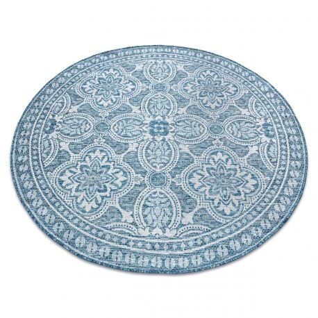 Kilimas sizalio virvelės LOFT 21193 Apskritas kilimas BOHO dramblio kaulo/sidabras/mėlyna Kilimas sizalio virvelės LOFT 21193 Apskritas kilimas BOHO dramblio kaulo/sidabras/mėlyna