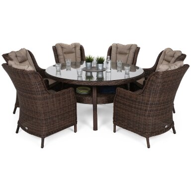 Lauko baldų komplektas Bristol Round Elegant Brown 6+1