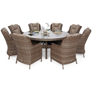 Lauko baldų komplektas BRISTOL ROUND GINGER / BROWN  8+1