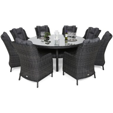 Lauko baldų komplektas BRISTOL ROUND GREY 8+1