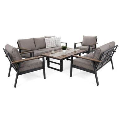Lauko baldų komplektas TURYN DARK GREY / BEIGE MELANGE