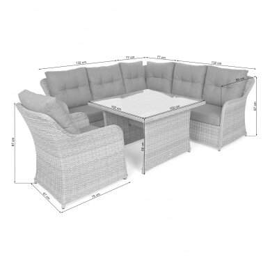 Lauko baldų komplektas BERGAMO GREY 5 Lauko baldų komplektas BERGAMO GREY 5