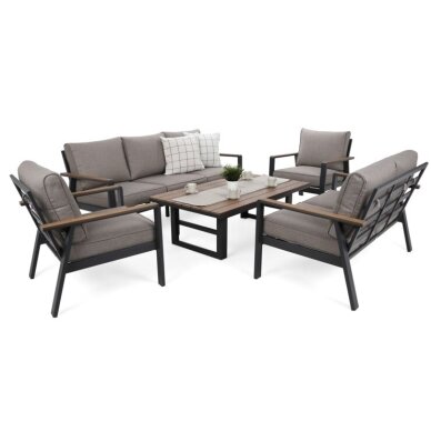 Lauko baldų komplektas TURYN DARK GREY / BEIGE MELANGE