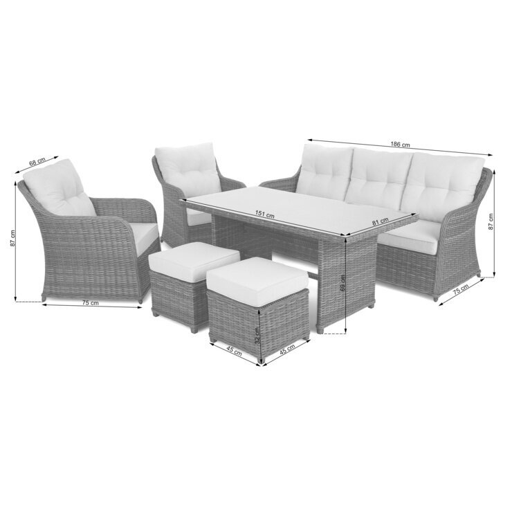 Lauko baldų komplektas BERGAMO WHITE 7 Lauko baldų komplektas BERGAMO WHITE 7