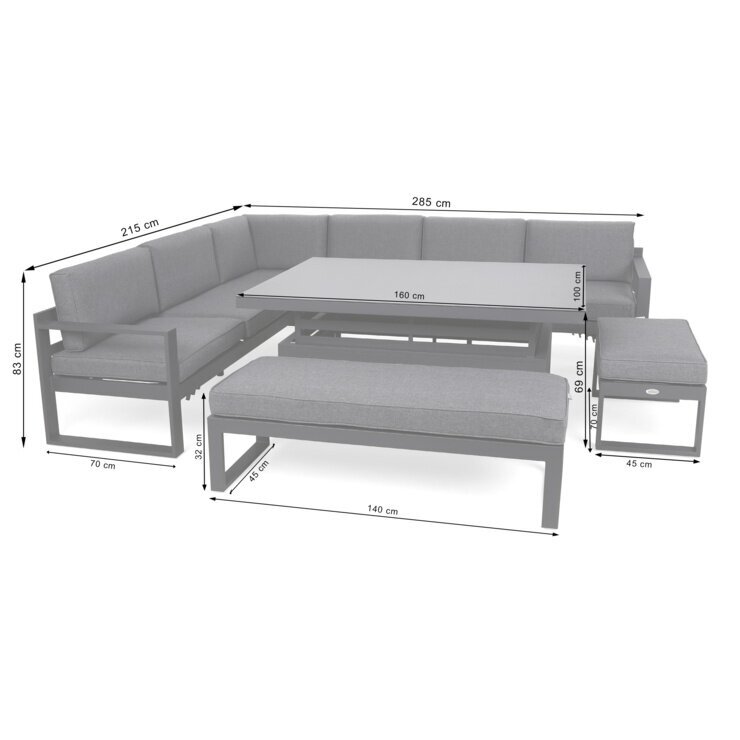 Lauko baldų komplektas NEAPOL GREY 8