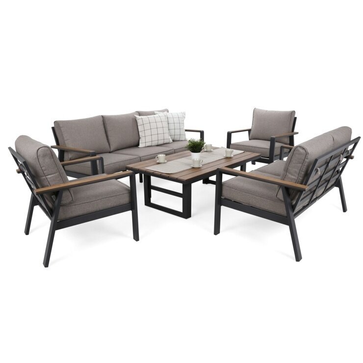 Lauko baldų komplektas TURYN DARK GREY / BEIGE MELANGE