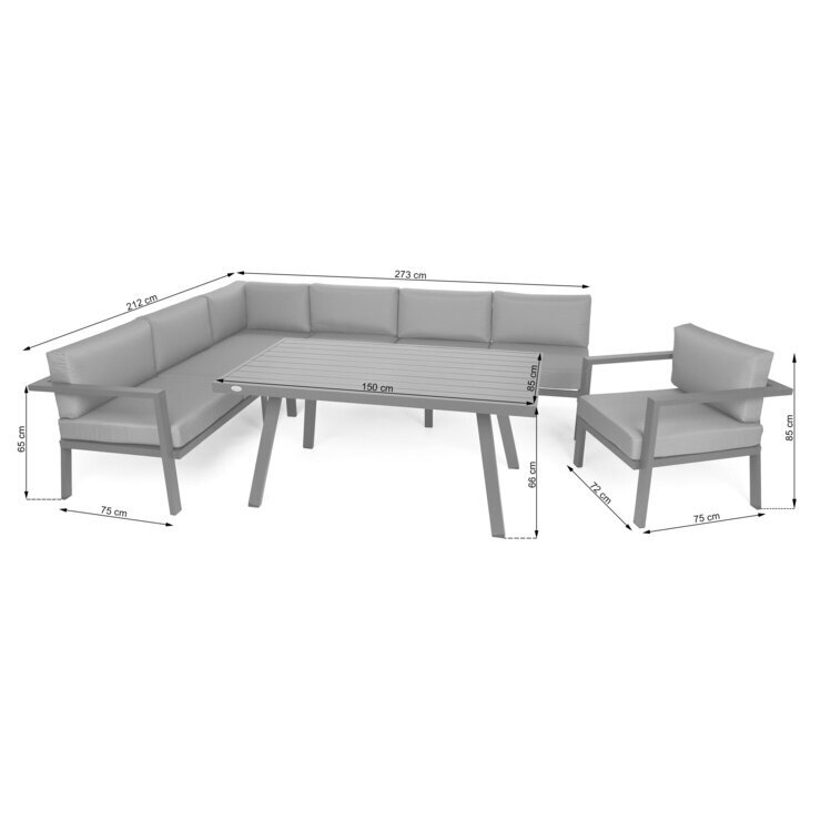 Lauko baldų komplektas MIAMI TAUPE 6 Lauko baldų komplektas MIAMI TAUPE 6