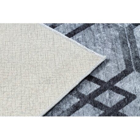 MIRO 51805.803 plaunamas kilimas geometrinis, grotelės - pilka 1 MIRO 51805.803 plaunamas kilimas geometrinis, grotelės - pilka 1
