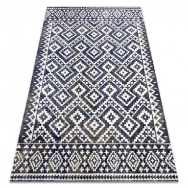 Modernus kilimas MUNDO E0561 deimantai, zigzaginis 3D lauko mėlynas / smėlio spalvos Modernus kilimas MUNDO E0561 deimantai, zigzaginis 3D lauko mėlynas / smėlio spalvos