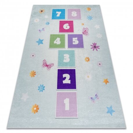 Plaunamas kilimas BAMBINO 1075, klasė, numeriai vaikams, neslystantis - žalias Plaunamas kilimas BAMBINO 1075, klasė, numeriai vaikams, neslystantis - žalias