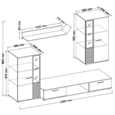 Komplektas: sekcija su komoda 5 Komplektas: sekcija su komoda 5