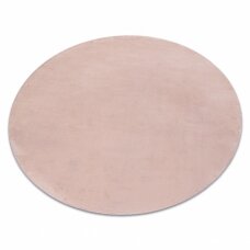 Šiuolaikinis plaunamas kilimas POSH Apskritas kilimas pliušinis, storas neslystantis rožinis