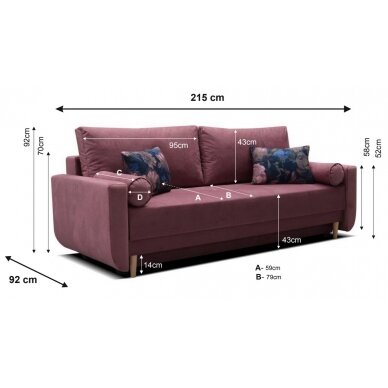 Trivietė sofa - lova 2 Trivietė sofa - lova 2