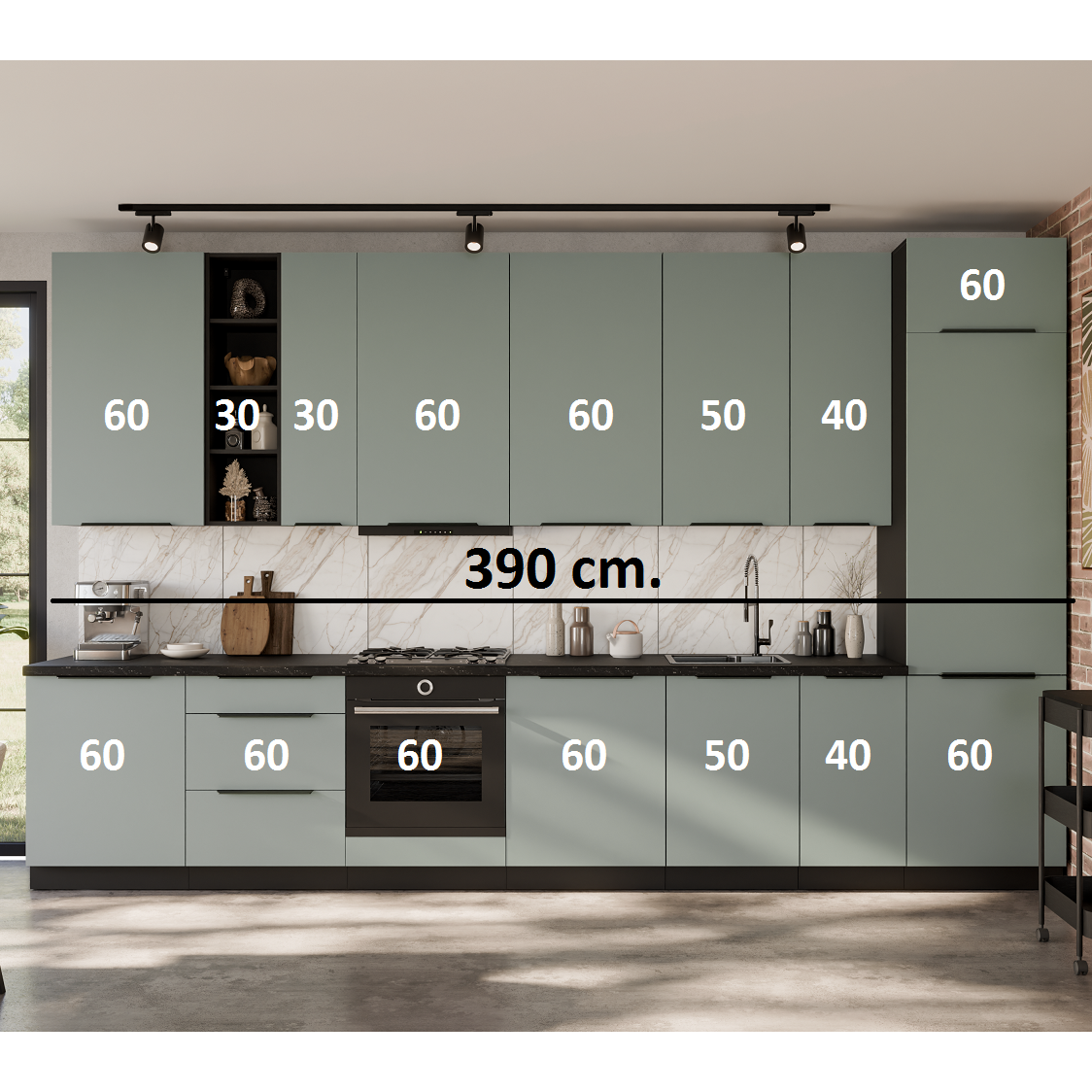Virtuvės spintelių komplektas (390) 1 Virtuvės spintelių komplektas (390) 1