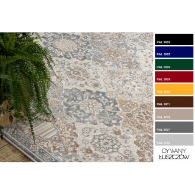 Vilnonis kilimas VILLA Ornamentas 1541/51655 smėlio spalvos / mėlyna 1 Vilnonis kilimas VILLA Ornamentas 1541/51655 smėlio spalvos / mėlyna 1