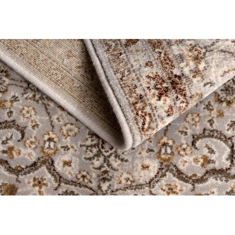 Vilnonis kilimas VILLA Ornamentas, rėmas, vintage 1540/51655 pilka / smėlio spalvos 3