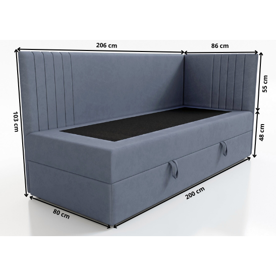Viengulė kampinė lova "LOLI" (80x200) 3 Viengulė kampinė lova "LOLI" (80x200) 3